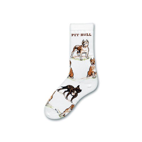 For Bare Feet- Pitbull Dog Adult Poses Socks (White), Medium