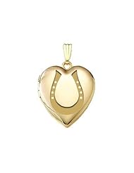 Solid 14K Yellow Gold "Horeshoe" Locket 3/4 inch x 3/4 inch in Solid 14K Yellow Gold