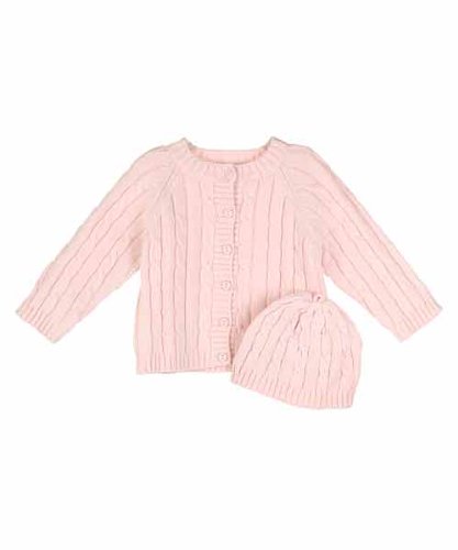 Baby Dove Girls Cable Knit Cardigan & Hat (3M - 9M)