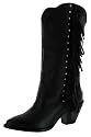 ZODIAC Arizona Womens Western Cowboy Boots Shoes Leather Black Fringed Studs Pointed Toe