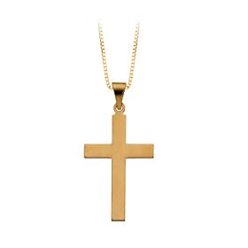14K Yellow Gold 22 x 14 MM Cross Pendant with Chain