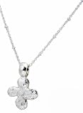 Beaucoup Designs Hammered Cross Charm Pendant on 18" Silver Station Chain