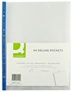 KF01122 Q Connect Punched Pocket A4 Deluxe Top-Opening Blue Strip Pack of 25 KF01122