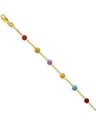 14k Solid Yellow Gold Open Rings Anklet 10" w/ Lobster Claw Clasp