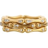 14K Yellow Gold Bamboo Stackable Diamond Ring, SIZE 7 only