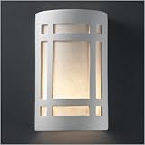 Ambiance Open Top and Bottom Large Craftsman Window ADA Wall Sconce Finish: Vanilla (Gloss), Shade Option: MICA