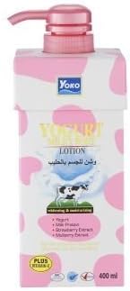 Yoko Yogurt Milky Body Lotion,whitening &amp; Moisturizing Plus Strawberry, Mulberry Extract and Vitamin E for Smoother and Lighter Skin, 400ml