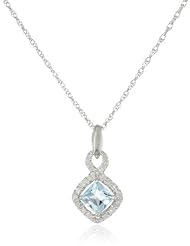 Sterling Silver Figure Eight Blue Topaz Diamond Pendant Necklace (1/10cttw, I-J Color, I2-I3 Clarity), 18"