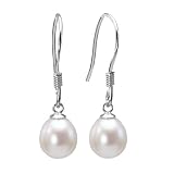 Pearl Essence 7-8mm AAAA Drop Earrings in Platinum Overlay CAREFREE Sterling Silver, White