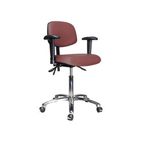 Perch Chrome Multi-Task Office Chair with Adjustable Armrests 20 - 28 (Glides/Adobe White Vinyl)