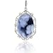 Jewelry : 14K White Gold Framed Agate Cameo Mother Holding Baby Pendant with Diamonds - 3/4"x1/2"