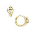 14K Yellow Gold CZ Heart Huggy Earrings