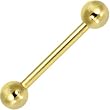 Solid 14KT Yellow Gold Internally Threaded Straight Barbell- 14 Gauge 1/2" 5mm