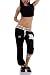 Sexy Damen Hose Sporthose Fitnesshose Jogginghose Sweathose Sweatpants Collage Baseball Style , Größe:S;Farbe:Schwarz