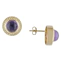 14K Gold-Over-Silver Textured Stud Earrings Amethyst