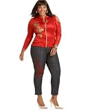 Apple Bottoms Juniors Plus - Apple Bottoms Plus Size Cold Shoulder Knit Jacket & Flocked Skinny Ankle Jeans