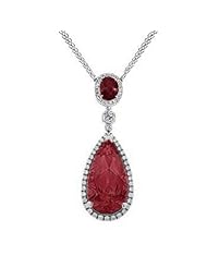 5.19Ct Oval & Pear Cut Ruby & Diamond Pendant 18k Gold