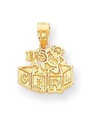 14k Its A Girl Charm