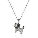 Sterling Silver Black and White Diamond Dog Pendant Necklace (1/2 cttw, J Color, I3 Clarity)
