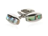 Semi-Precious Abalone Oval Silver Cufflinks with Presentation Box