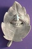 Hand Cast Stone 8.5 TIM BURR Leaf FACE Wall Plaque OUTDOOR/Indoor Concrete Sculpture