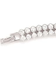 Sterling Silver 7.5 Inch Rhodium Plated Bracelet with Double Strand CZs