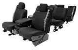Coverking Leather Custom Fit Seat Covers - GENUINE LEATHER BLACK, Front Row Seats. GMC Sierra 1500HD, 2500HD, 3500 OLD BODY CLASSIC, 50/50 bucket, w/pwr dr, w/pwr pass, w/armrest, w/builtin belt 2007 - 2007