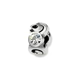 April Birthstone, 3-Stone Charm in Silver for Pandora, Expression & most 3mm Bracelets