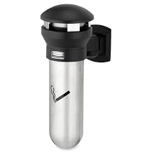 Rubbermaid Commercial Infinity 9W32 Stainless Steel Wall-Mount Smoking Receptacle, 0.6 Gallon Capacity, 11-5/8" Width x 18" Height, Black