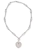 Designer Pave CZ Diamond Platinum Vermeil Heart Necklace