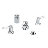 Grohe 24015EN0 Brushed Nickel Arden Double Handle Wideset Bidet Faucet Less Handles with Pop-Up Drai