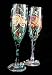 Fantasy Fish Design - Hand Painted - Matching Set of Toasting Flutes - 6 oz.