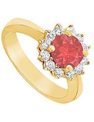 Ruby and Diamond Ring 14K Yellow Gold - 1.50 CT TGW