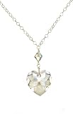 Sterling Silver Swarovski Elements Crystal Bicone Bead and Heart Pendant Necklace, 18