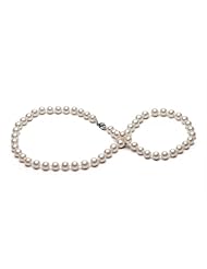 Audrey Pearl White Round Freshwater Cultured 6.5 - 7 mm Pearl Strand Necklace & matching stud earring set as a FREE Gift