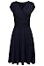 Finejo Women's V-Neck Casual Vintage Ruched Waist Cocktail Swing Party Dress