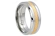 Titanium Ring with IP Yellow Gold Crystal Hammered Center