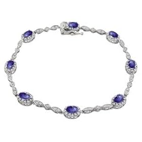 Tanzanite Jewelry: Tanzanite and Diamond Tennis Bracelet in 10k White Gold |... by 