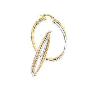 14K Two Tone Gold Twisted Hoop Earrings