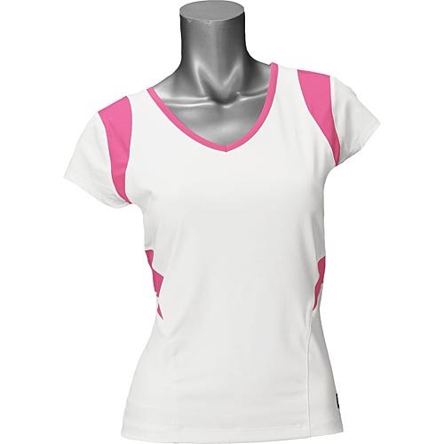 Fila Womens Cap Sleeve Tennis Top White/Hot Pink Size: S