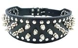 Black Plus-leather Studded Spiked Dog Collar / Xl - 21-23". Pitbull, Boxer, Etc.