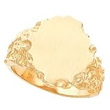 14K Yellow Gold Men's Signet Ring With Brush Finished Top