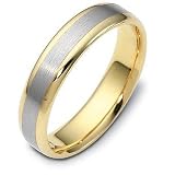 Stylish 5mm Platinum and 18 Karat Gold Comfort Fit Wedding Band Ring