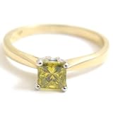 18ct Yellow Gold 0.56ct Princess Cut Fancy Yellow Coloured Diamond Ring