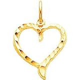 10K Yellow Gold Heart Charm Diamond Cut