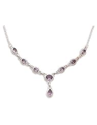 15.5"+1.5" Extension Oval and Pear Shape Amethyst Necklace