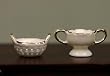 Miniature Porcelain Lacey Basket and Bowl Set