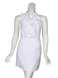 New SUNNER Halter Ruffle Button Dress in White