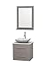 Wyndham Collection Centra 24" Single Bathroom Vanity in Grey Oak, White Man-Made Stone Countertop, Avalon White Carrera Marble Sink & 24" Mirror
