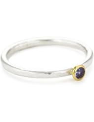 GURHAN "Skittle" Silver with High Karat Gold Accents Tanzanite Ring, Size 7